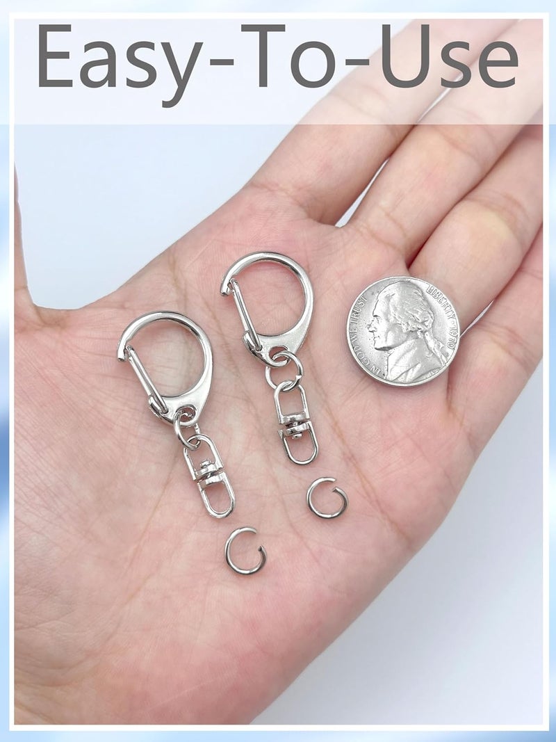 Evnlo 50Pcs Lobster Claw Clasps for Keychain Clip, Swivel Snap Hooks Silver Key Chain Rings DIY Making Kit for Crafts - Image 5